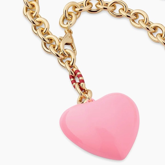 Roxanne Assoulin The Happy Heart Goldtone & Enamel Necklace - pink / long - Picture 3 of 6